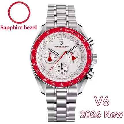 Nuovo Orologio da Uomo PAGANI DESIGN V6 Moon 2026, Orologio al Quarzo di Lusso, Cronografo Sportivo VK63, Vetro Zaffiro AR, Impermeabile, Luminoso, Regalo