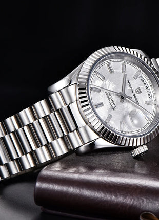 Nuovo Orologio da Uomo di Lusso DD36 2026 PAGANI DESIGN Automatico da Uomo con Quadrante in Meteorite Bianco Meccanico con Protezione in Zaffiro AR Data Sportivo Spedizione Locale