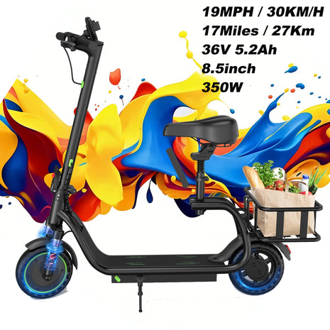 EU Stock 350W Electric Scooter 19 MPH Range Up To 25 Miles Smart App Control Three Speed Settings 8.5 Inch Solid Rubber Tires For A Comfortable Ride—Perfect For Daily Grocery Runs And Commuting