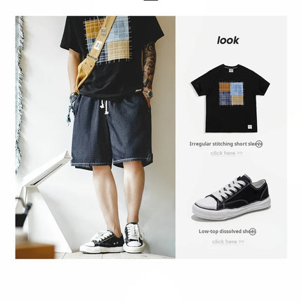 Maden Summer Casual Ice Jeans uomo pantaloncini di Jeans Cool Fit pantaloni larghi a gamba dritta pantaloni corti estivi da uomo