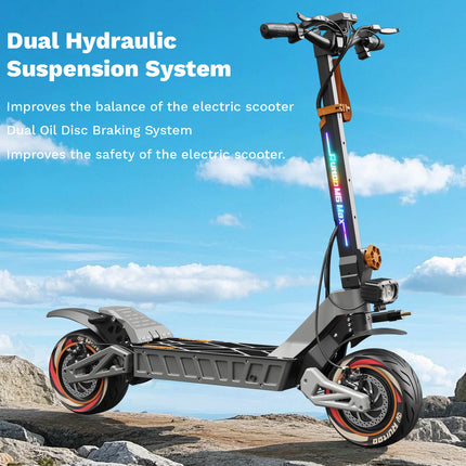 Ruitoo M6MAX Scooter elettrico Doppi motori 3000W 70KM Portata 82 km/h Velocità 60V/20,8AH Batteria Pneumatici fuoristrada da 11 pollici Pieghevoli