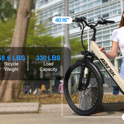 AAIRSK City Bicicletta Elettrica, Batteria 36V 13 Ah, 7 Velocità, Range fino a 60 km, NFC, Velocità 25 km/h, Ebike per adulti.