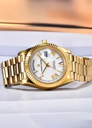 Nuovo Orologio da Uomo di Lusso PAGANI DESIGN add36 Dorato 2026, Orologio Meccanico Automatico con Vetro Zaffiro AR Protettivo, Cassa in Acciaio Inossidabile, Datario, da Polso