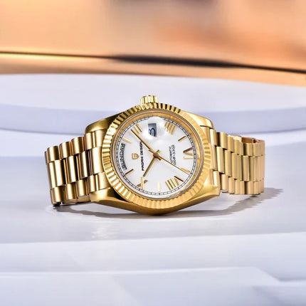 Nuovo Orologio da Uomo di Lusso PAGANI DESIGN add36 Dorato 2026, Orologio Meccanico Automatico con Vetro Zaffiro AR Protettivo, Cassa in Acciaio Inossidabile, Datario, da Polso