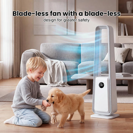 Ventilatore 3-in-1 con opzioni selezionabili: DC con luce, DC senza luce o AC; modalità naturale, normale e sleep.