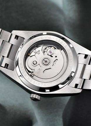 Orologio automatico di lusso Blue DESIGN Ice Blue per uomo, orologio da polso meccanico in acciaio inossidabile, impermeabile, vetro zaffiro AR, consegna locale