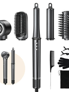 5 in 1 Air Styler Bigoudi Automatic Hair Dryer Negative Ion Hair Styling Tool Coanda Technology Volumizing Brush Hair Straightener for All Hair Types Gift for Women