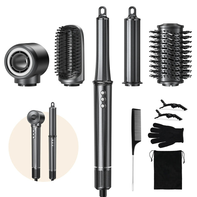 5 in 1 Air Styler Bigoudi Automatic Hair Dryer Negative Ion Hair Styling Tool Coanda Technology Volumizing Brush Hair Straightener for All Hair Types Gift for Women