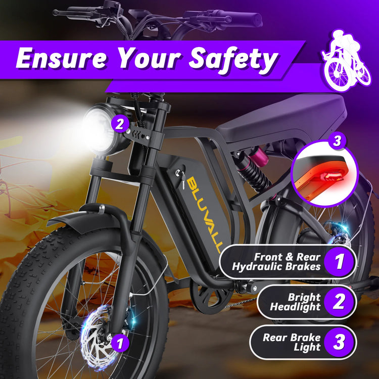 Bicicletta Elettrica DEEPOWER SU8 per Tutti i Terreni, Motore Brushless ad Alte Prestazioni da 1500W, Batteria Rimovibile ad Alte Prestazioni da 52V 20Ah, Bici Elettrica per Adulti con Freni Idraulici a 7 Velocità, Doppia So