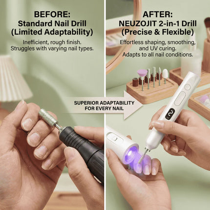 Cordless Nail Drill Electric Nail File Kit, Rechargeable Efile Set, Portable Acrylic Gel Nail Polish Remover Machine, Pedicure Manicure Tool, 11 Bits, 6 Sanding Bands, Salon Home