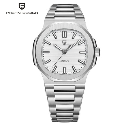 Nuovo Orologio Meccanico Automatico di Lusso Pugani da Uomo con Vetro Zaffiro Antiriflesso e Lancette Luminose, Orologio Sportivo da Uomo, Consegna Locale