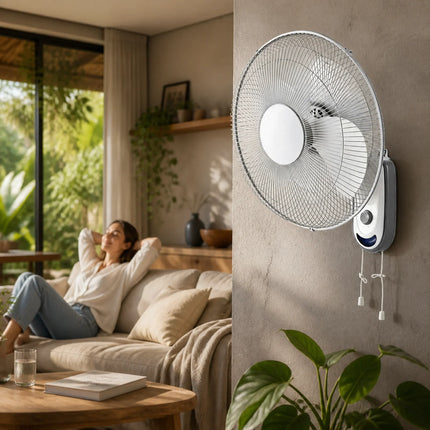 Ventilatore da parete, ventilatore da parete bianco ad alto flusso, ventilatore regolabile a 3 velocità per casa, ufficio e garage