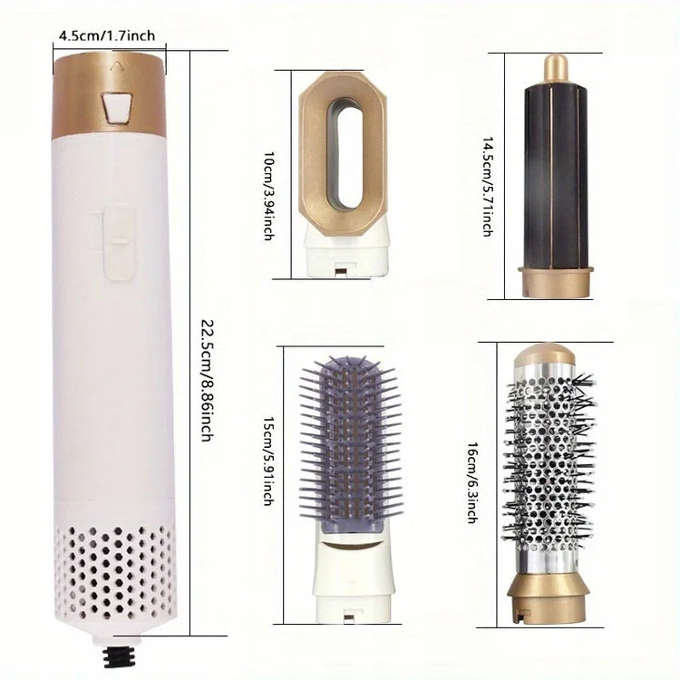 5-In-1 Hair Dryer Styling Set Professional Home Styling Tools Curling Iron Hot Air Comb Straightener Multifunctional Hair Salon