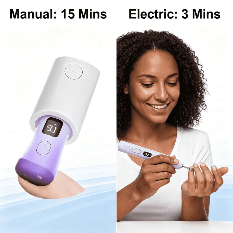 Cordless Nail Drill Electric Nail File Kit, Rechargeable Efile Set, Portable Acrylic Gel Nail Polish Remover Machine, Pedicure Manicure Tool, 11 Bits, 6 Sanding Bands, Salon Home