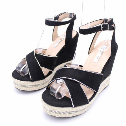 Soraia shoes Women's Glitter Stone Wedge Platform Sandal Wedge Sandal Summer Fashion Sandal PlatiNum