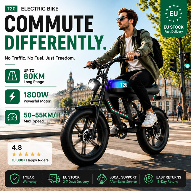 Off-road electric bicycle with 1800W brushless motor, mountain bike, snowbike, fully suitable for riding on all types of roads, electric bicycle for adults