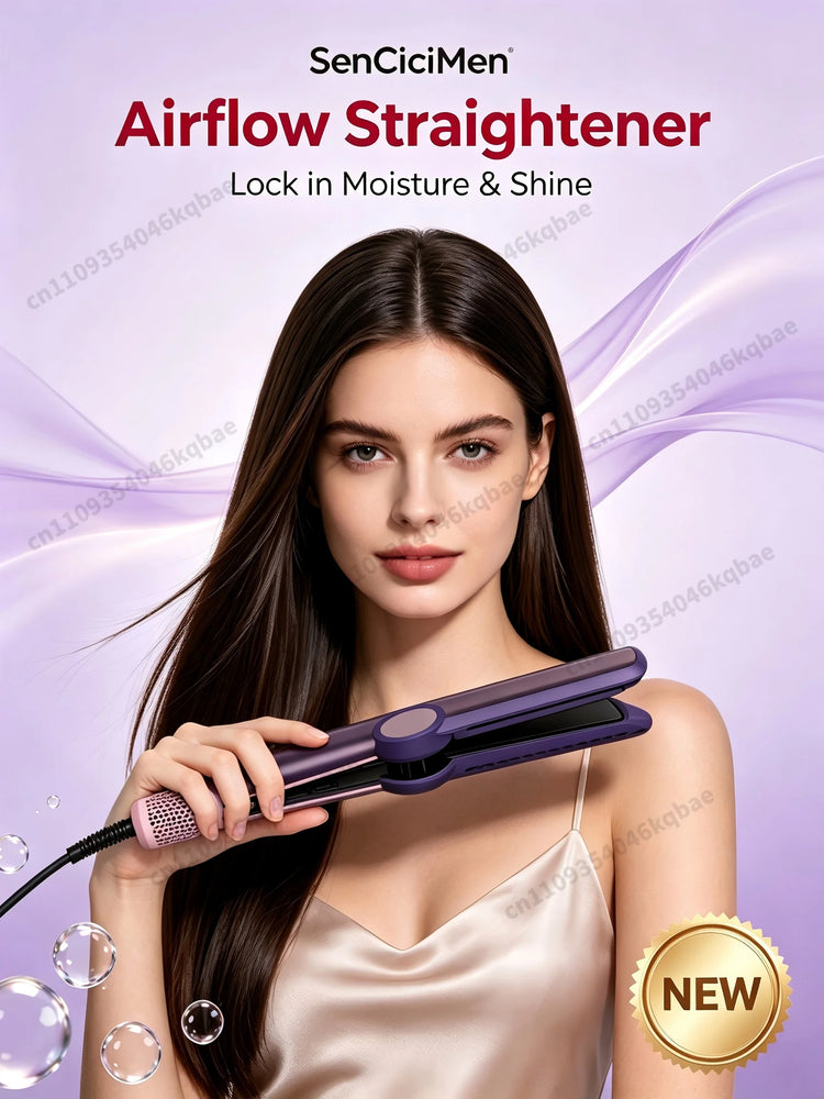 SenCiciMen 2 in 1 Air Straightener & Hair Dryer Negative Ion Flat Iron For Less Frizz Shiny & Smooth Hot Styling Tools Salon-Quality Results For Women Gift