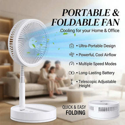 Ventilatore portatile pieghevole senza fili con telecomando, ventilatore da tavolo ricaricabile USB da 8000 mAh, 4 velocità del vento, funzionamento silenzioso, altezza regolabile, piccolo ventilatore da scrivania per casa,