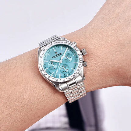 PAGANI DESIGN New Moon Watch Fashion ice blue Orologi al quarzo di lusso per uomo Cronografo da polso in acciaio inossidabile Regali per le vacanze Spedizione locale UE