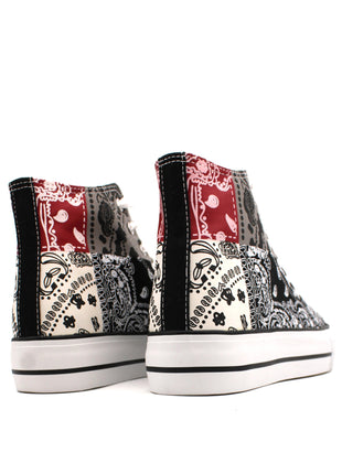 Soraia Shoes Women's sneakers, Classic Canvas Sneakers, Original soraia style, Canvas Tennis with pasley Print, Canvas Tennis, Conventional Sole, Canvas sneakers with Ankle and Cordon PlatiNum