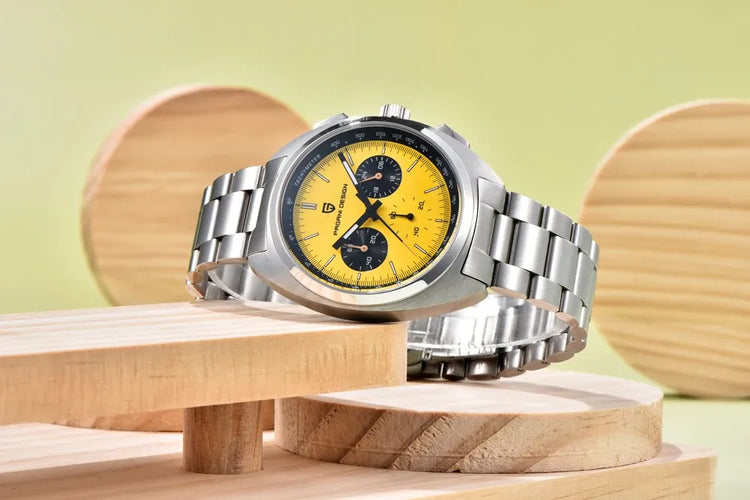 PAGANI DESIGN Nuovo Orologio da Uomo Turtle Back Cronografo al Quarzo con Vetro Zaffiro e Bracciale, Movimento Giapponese VK63, Spedizione Locale