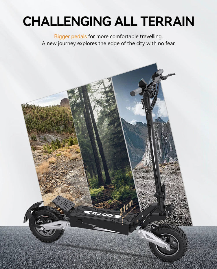 18Ah Monopattino Elettrico, OOTD T10, Motore Max 900W e Batteria 18Ah/13.5Ah, Autonomia 45-60km, Ruote All-Terrain da 11 Pollici platinumshop