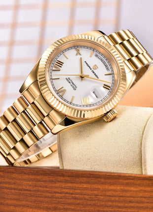 Orologi da uomo PAGANI DESIGN DD36 Gold, orologio automatico di lusso da uomo, vetro zaffiro AR, orologio da polso meccanico, consegna dal magazzino UE.