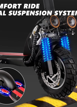 Monopattino elettrico SUNNIGOO per adulti, 10 pollici, fuoristrada, batteria al litio 48V, velocità massima   Monopattino Elettrico Pieghevole con Sedile, 45km/h, Lunga Autonomia, Potente Capacità di Salita, Portatile