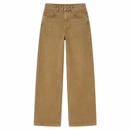 Women's Jeans Wide Waist High Leg Denim Khaki Washed Elastic Straight pants Wide Slimming Effect Hides Casual City Work & Leisure Hides YW‑1643