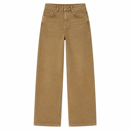 Women's Jeans Wide Waist High Leg Denim Khaki Washed Elastic Straight pants Wide Slimming Effect Hides Casual City Work & Leisure Hides YW‑1643