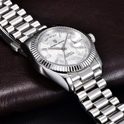 Nuovo Orologio da Uomo di Lusso DD36 2026 PAGANI DESIGN Automatico da Uomo con Quadrante in Meteorite Bianco Meccanico con Protezione in Zaffiro AR Data Sportivo Spedizione Locale
