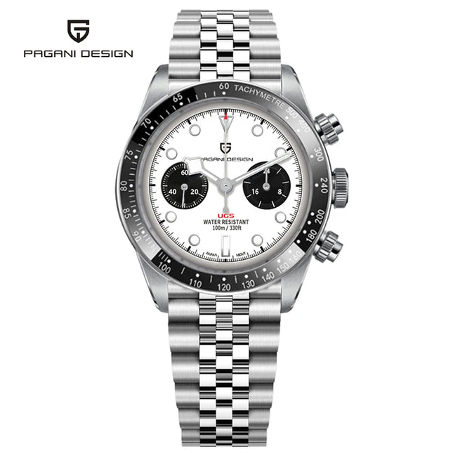 New PAGANI DESIGN Panda 2026 Men's Watch, Luxury Brand, Quartz Watch, Sport Chronograph, Ceramic Bezel, AR Sapphire Glass, Luminous, Waterproof, Stainless Steel