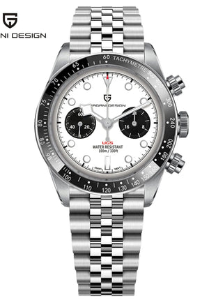 Nuovi orologi da uomo Panda DESIGN, orologio al quarzo di lusso Panda, cronografo sportivo da uomo, cronografo con vetro zaffiro, lenti AR, ceramica, leggero, impermeabile, in acciaio inossidabile, orologio da uomo, idea rega