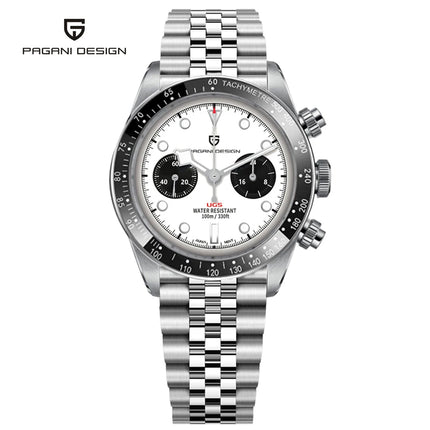 Nuovi orologi da uomo Panda DESIGN, orologio al quarzo di lusso Panda, cronografo sportivo da uomo, cronografo con vetro zaffiro, lenti AR, ceramica, leggero, impermeabile, in acciaio inossidabile, orologio da uomo, idea rega