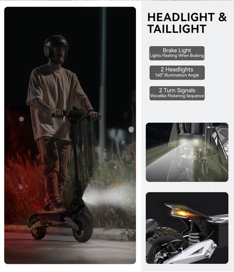 18Ah Monopattino Elettrico, OOTD T10, Motore Max 900W e Batteria 18Ah/13.5Ah, Autonomia 45-60km, Ruote All-Terrain da 11 Pollici platinumshop