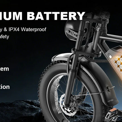 Bicicletta Elettrica BK20 48V20Ah con Celle al Litio, Veicolo Elettrico da Montagna con Motore da 1500W, Veicolo Elettrico per Adulti per il Pendolarismo Quotidiano, Veicolo Elettrico per Uso Esterno e Fuoristrada