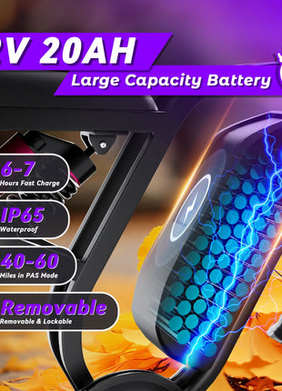 Bicicletta Elettrica DEEPOWER SU8 per Tutti i Terreni, Motore Brushless ad Alte Prestazioni da 1500W, Batteria Rimovibile ad Alte Prestazioni da 52V 20Ah, Bici Elettrica per Adulti con Freni Idraulici a 7 Velocità, Doppia So