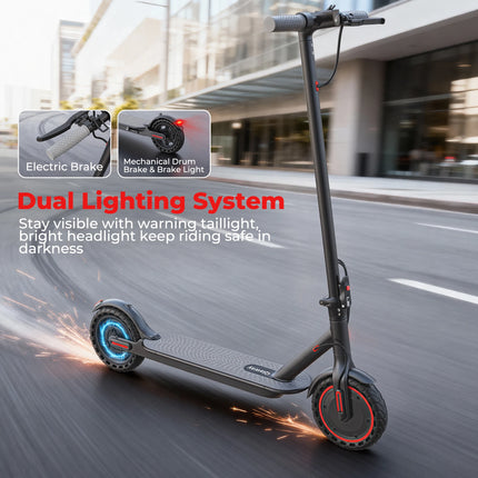 Monopattino elettrico da 350W con stock UE, velocità massima di 19 MPH, autonomia fino a 20 miglia, pneumatici solidi da 8,5 pollici antiscivolo e ammortizzanti, telaio in lega di alluminio, capacità di carico massima di 12