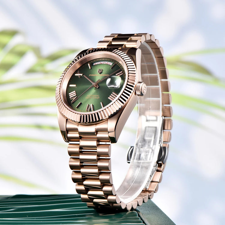 Nuovo orologio da uomo DESIGN PAGANI, orologio automatico di lusso in oro rosa per uomo, orologi meccanici con bracciale, specchio in zaffiro AR, impermeabile, con data, regalo per uomo d'affari