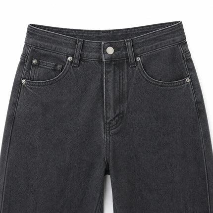Women's High-Waisted Wide-Leg Jeans, Vintage Faded Dark Wash, Casual Streetwear Style, Elegant Modern Retro Style Pants, Flowy Cut That Elongates the Legs and Enhances the Silhouette, Comfortable Fit, Ideal for Outings Fx1338