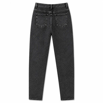 High Waist Straight Jeans Black Grey woman Wash Stone Rhinestones Soft Denim Slim Comfortable Modern Style City Outings Evening Special FX5311