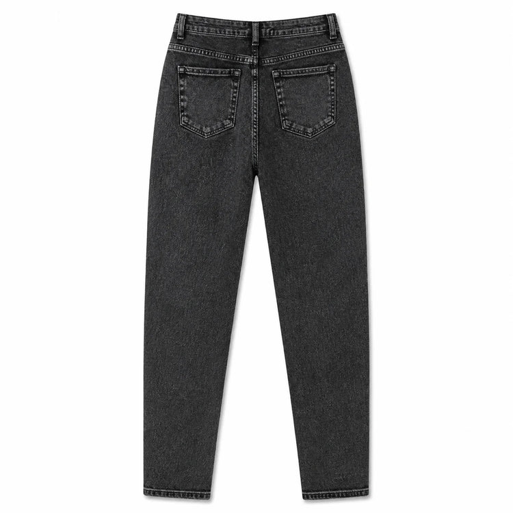 High Waist Straight Jeans Black Grey woman Wash Stone Rhinestones Soft Denim Slim Comfortable Modern Style City Outings Evening Special FX5311