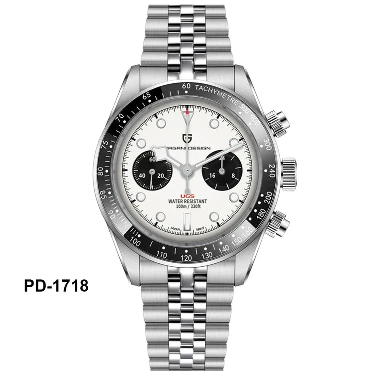 PAGANI DESIGN Nuovo orologio da uomo Panda, orologio sportivo cronografo al quarzo di lusso, vetro zaffiro AR, luminoso, impermeabile, consegna locale UE