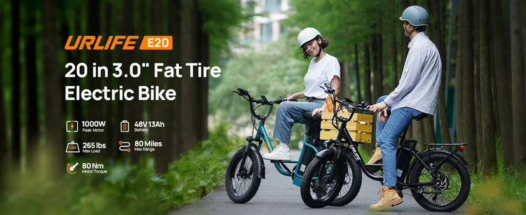Bicicletta Elettrica URLIFE E20 per Adulti, Motore da 1000W, Batteria Rimovibile e Bloccabile da 48V 13Ah, Pneumatici Fat da 20 Pollici 3.0, Cambio Shimano a 7 Velocità, Velocità Massima 25KM/H, Doppio Freno a Disco, Ammort