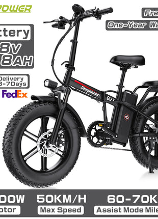 DEEPOWER G23 Bici Elettrica Pieghevole per Adulti, Motore ad Alta Coppia 90N·m, Batteria LG 48V 35Ah, Freni a Disco Meccanici, Pneumatici Fat 20×4.0, E-Bike Fuoristrada a Lunga Autonomia