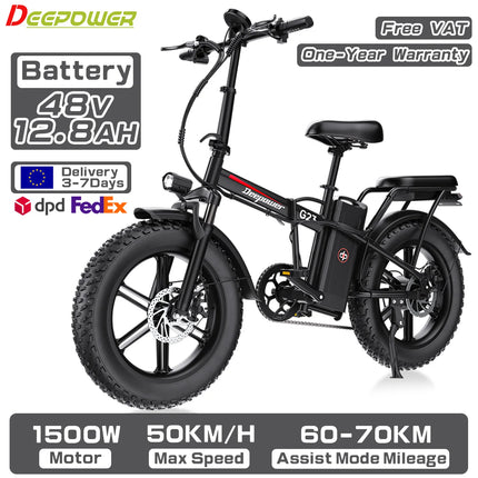 DEEPOWER G23 Bici Elettrica Pieghevole per Adulti, Motore ad Alta Coppia 90N·m, Batteria LG 48V 35Ah, Freni a Disco Meccanici, Pneumatici Fat 20×4.0, E-Bike Fuoristrada a Lunga Autonomia