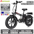 DEEPOWER G23 Bici Elettrica Pieghevole per Adulti, Motore ad Alta Coppia 90N·m, Batteria LG 48V 35Ah, Freni a Disco Meccanici, Pneumatici Fat 20×4.0, E-Bike Fuoristrada a Lunga Autonomia