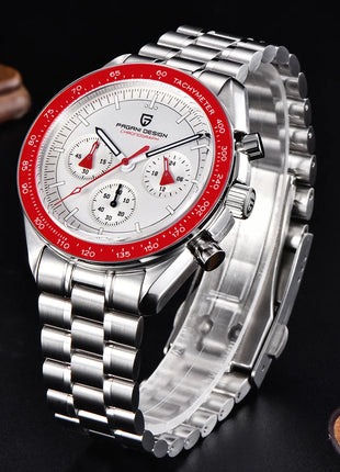 PAGANI DESIGN 2026 Nuovo Orologio da Polso da Uomo Rosso di Lusso al Quarzo Cronografo Automatico con Data Impermeabile Spedizione Locale