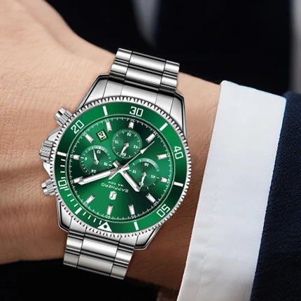 SAPPHERO Orologio Uomo Quarzo Lusso Cronografo Sport Acciaio Inossidabile Impermeabile 50M Data Luminoso Orologio Elegante Business