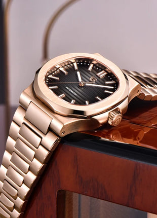 Nuovo Orologio da Uomo di Lusso PAGANI DESIGN 2026 Rosa Oro ST6 Automatico Meccanico con Protezione Luminosa e Vetro Zaffiro AR - Regalo Perfetto